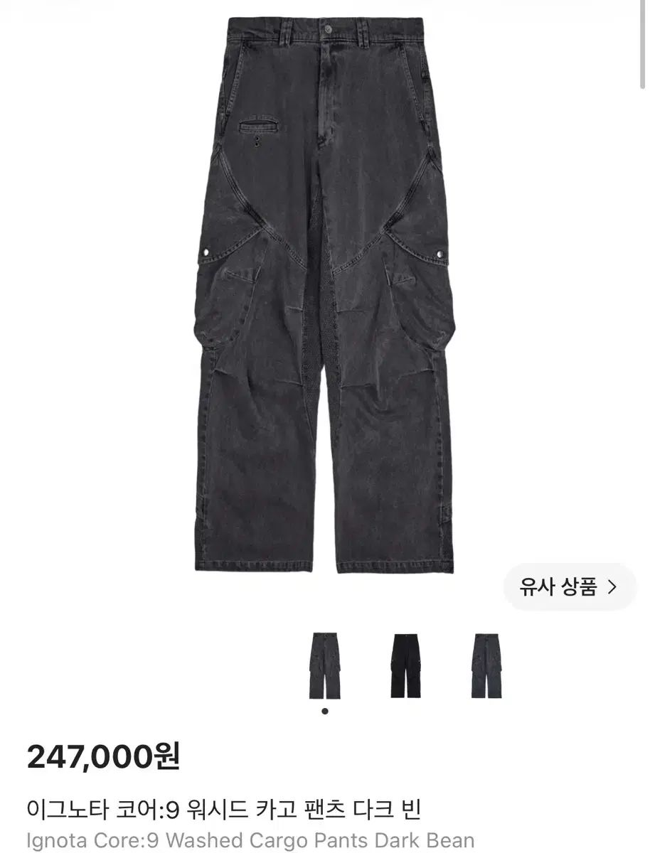 イグノタ コア9 ウォッシュド カーゴ パンツ ダーク ビン