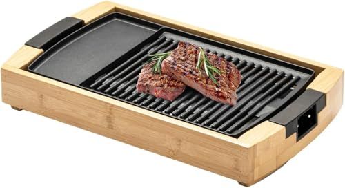 SOLEMOOD ホットプレート 焼肉プレート 1200W 高火力 減煙 油減らし 加熱迅速 無階段調節 「美味しく焼ける秘訣」 グリル鍋 魚焼き 焼き鳥 洗いやすい 油受け皿付き 竹製 木目調 高級 おしゃれ ギフト (竹色)★ eb3f795b