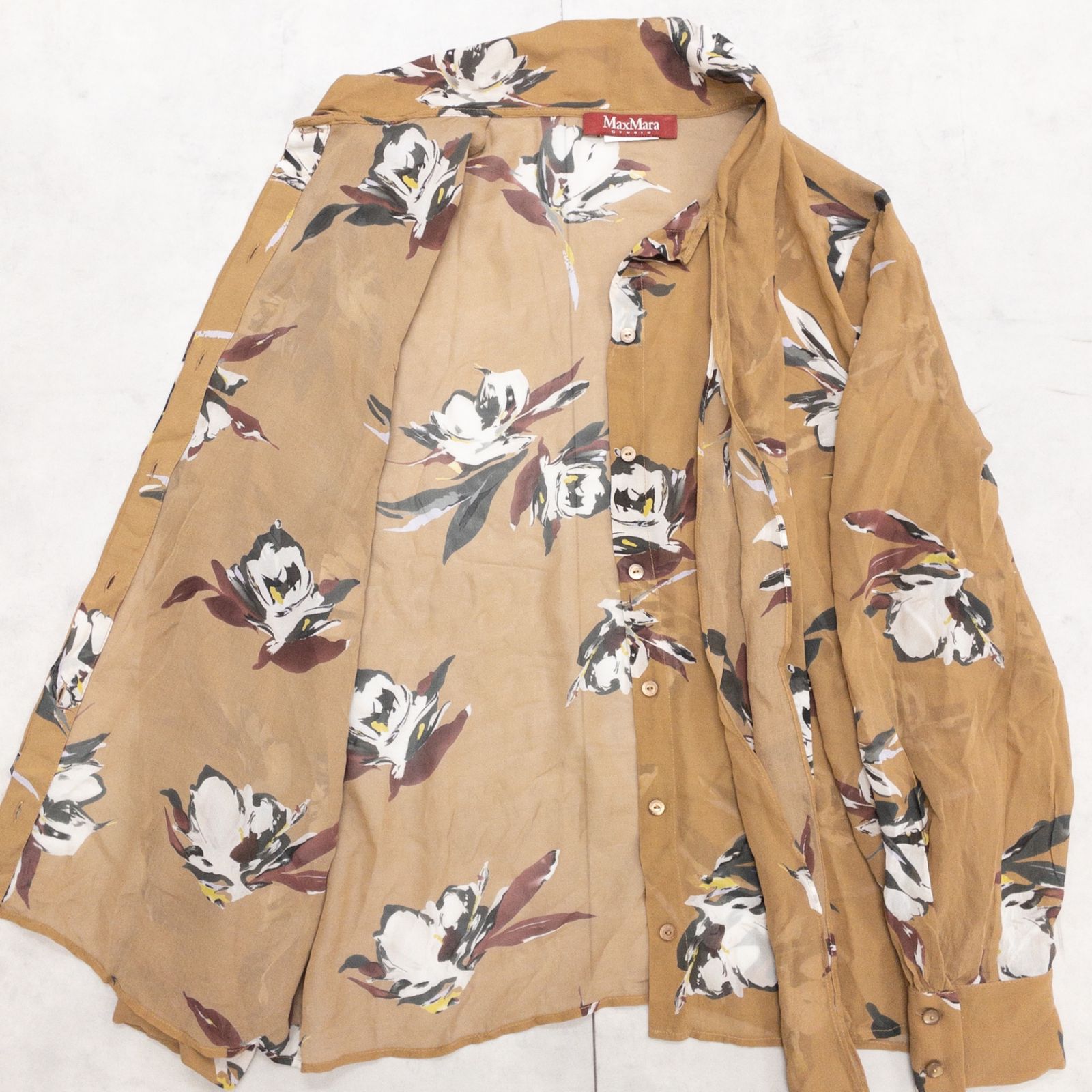 Max Mara STUDIO マックスマーラ ステュディオ ブラウス ボウタイ 花柄 ブラウン レディース b01736 Max Mara STUDIO マックスマーラ ステュディオ ブラウス ボウタイ 花柄 ブラウン レディース b01736