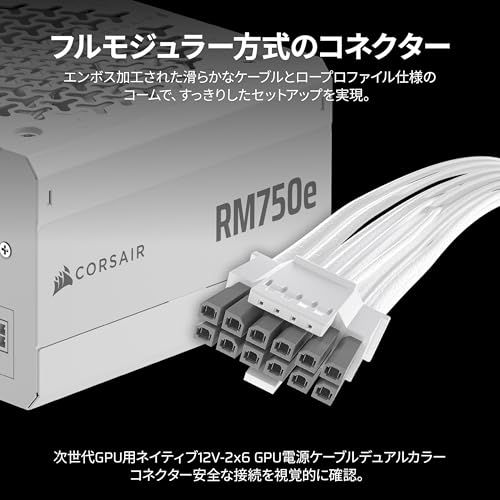 CORSAIR RM750e 2025ホワイトモデル PC電源ユニット 750W PCIE 5.1 対応 Cybenetics Gold ATX 3.1 認証済 フルモジュラー 12V-2x6 ケーブル付属 CP-9020292-JP送料無料 34f9a5e4
