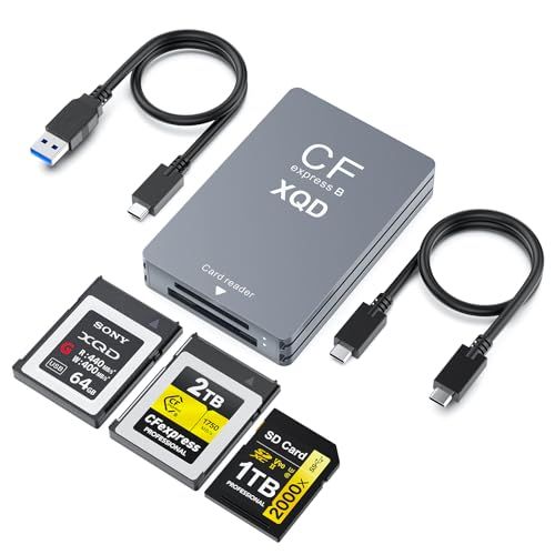 [2025 New Model] CFExpress Type B/XQD/SD 3-in-1 Card Reader | USB-C/USB-A Compatible, USB3.2 Gen 2 10Gbps High Speed Transfer/Stable Transmission | Aluminum Alloy Integrated Molding/Type-C/A Cable Included | Windo 7d6118e9