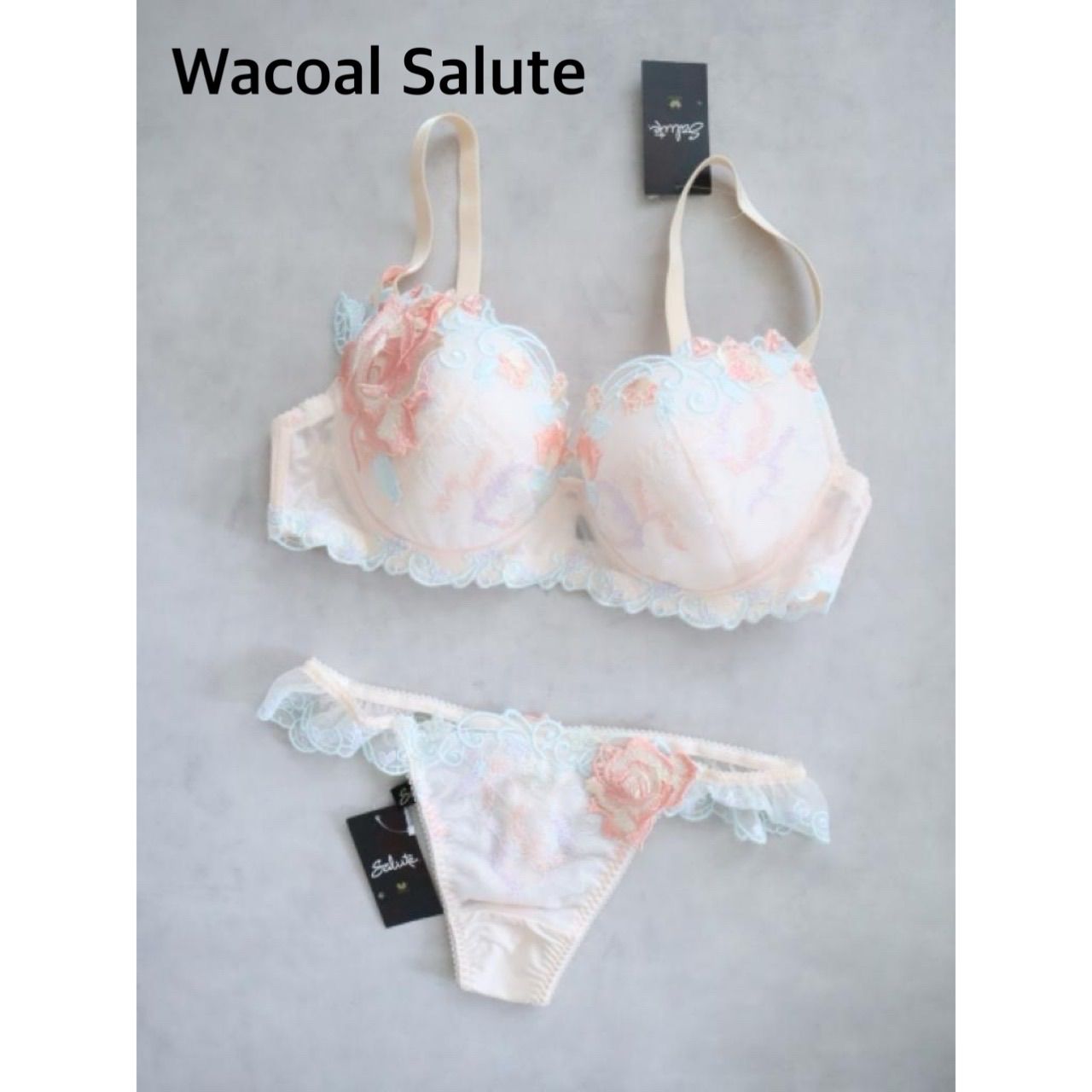 ★【新品】Wacoal Salute 　ワコールサルート　52G　睡蓮〈モネ〉　ブラジャー&ソング(Tバックショーツ) 日本製　E75/M 送料込み　6467833