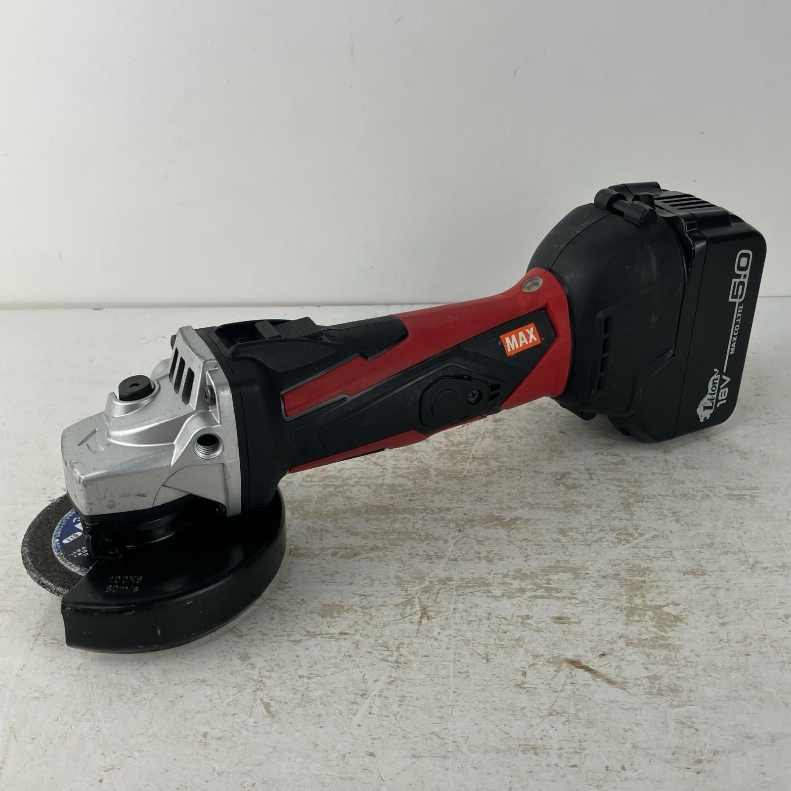 MAX マックス 18v 100mm 充電式ディスクグラインダ バッテリーx1付 ※充電器無し PJ-DG101 レッド
