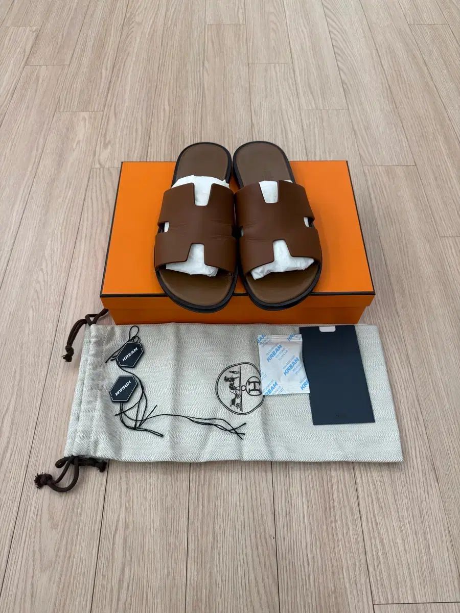 43 Hermes イズミール サンダル スリッパ カーフスキン & GOLD ブラウン