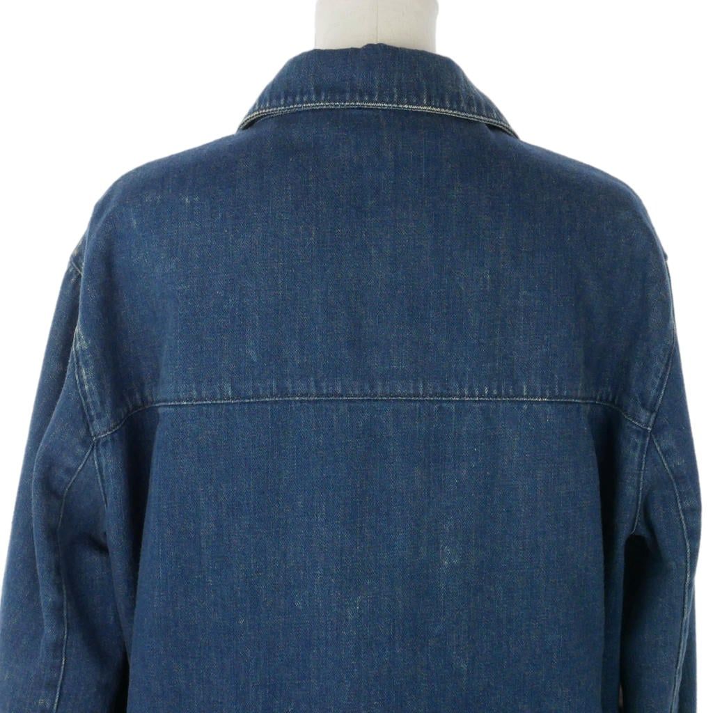 クロエ CHLOE スキッパーネック デニムシャツ 七分袖 ウォッシュド加工 34 青ブルー インディゴ