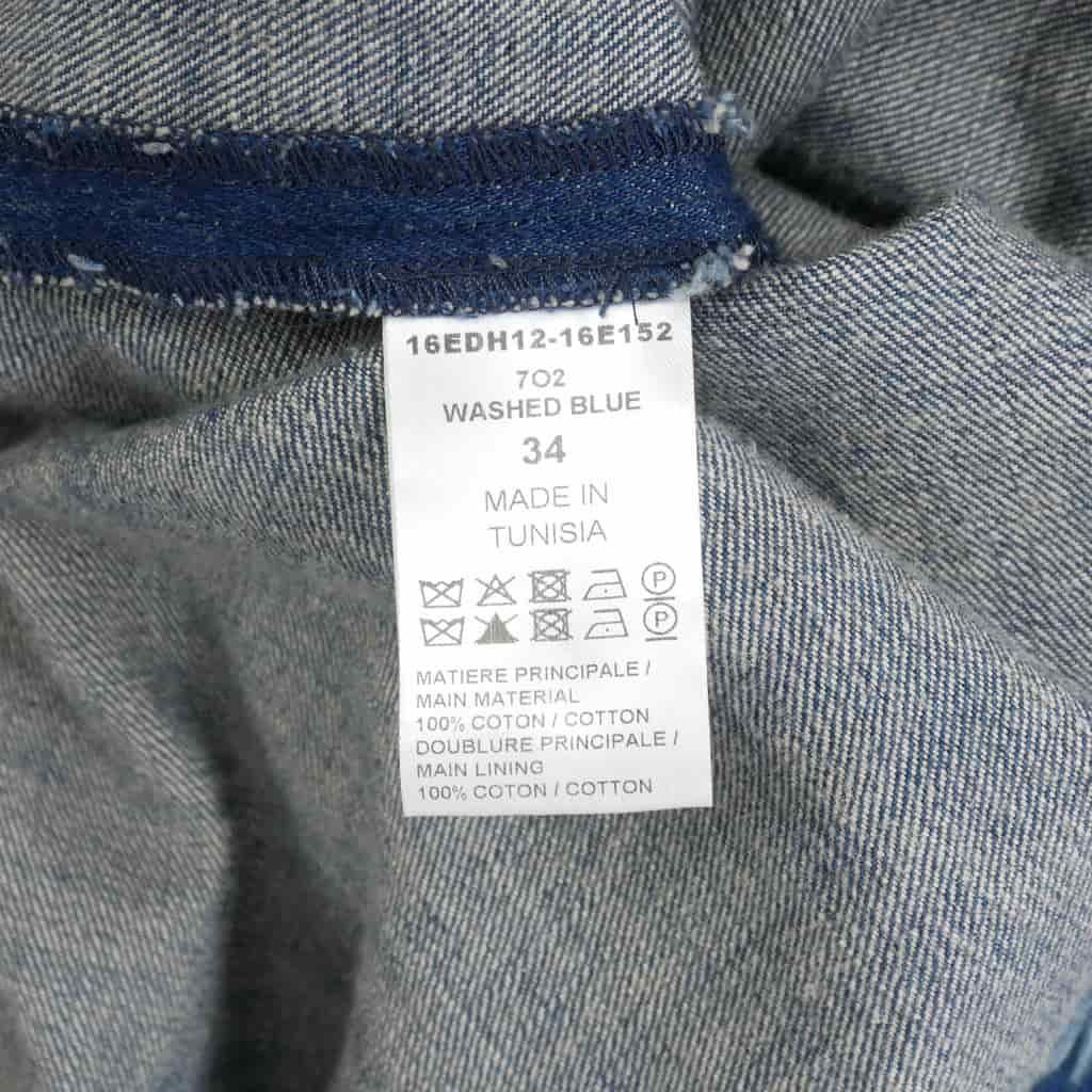 クロエ CHLOE スキッパーネック デニムシャツ 七分袖 ウォッシュド加工 34 青ブルー インディゴ