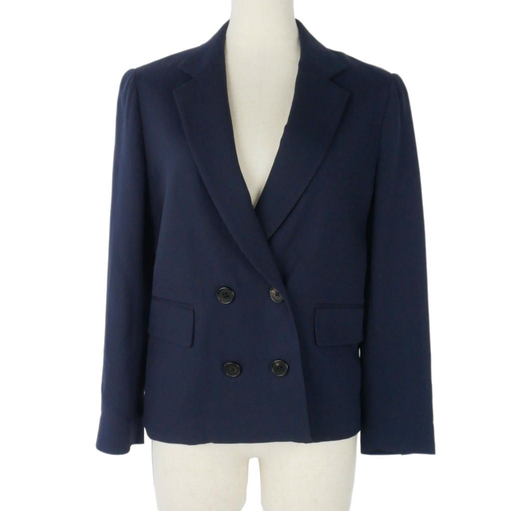 3.1 フィリップリム 3.1 phillip lim シルク テーラードジャケット ブレザー ダブルブレスト 0 紺 ネイビー