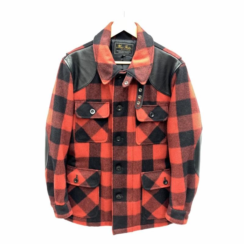 【中古】MaxFritz ブロックチェック マッキーノジャケット サイズ48 MFJ-1722 レッド マックスフリッツ[92]