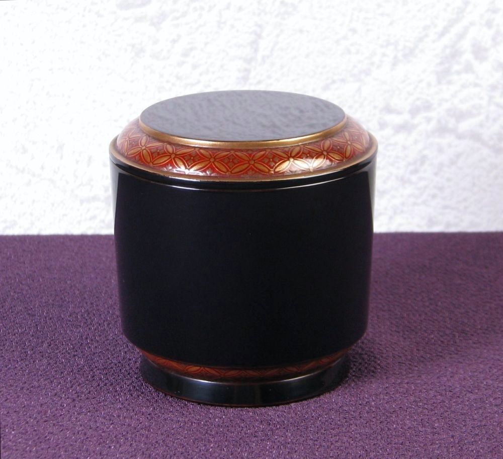 時代物　蒔絵七宝文棗　雪吹　高さ：7.2cm　茶道具/26e044