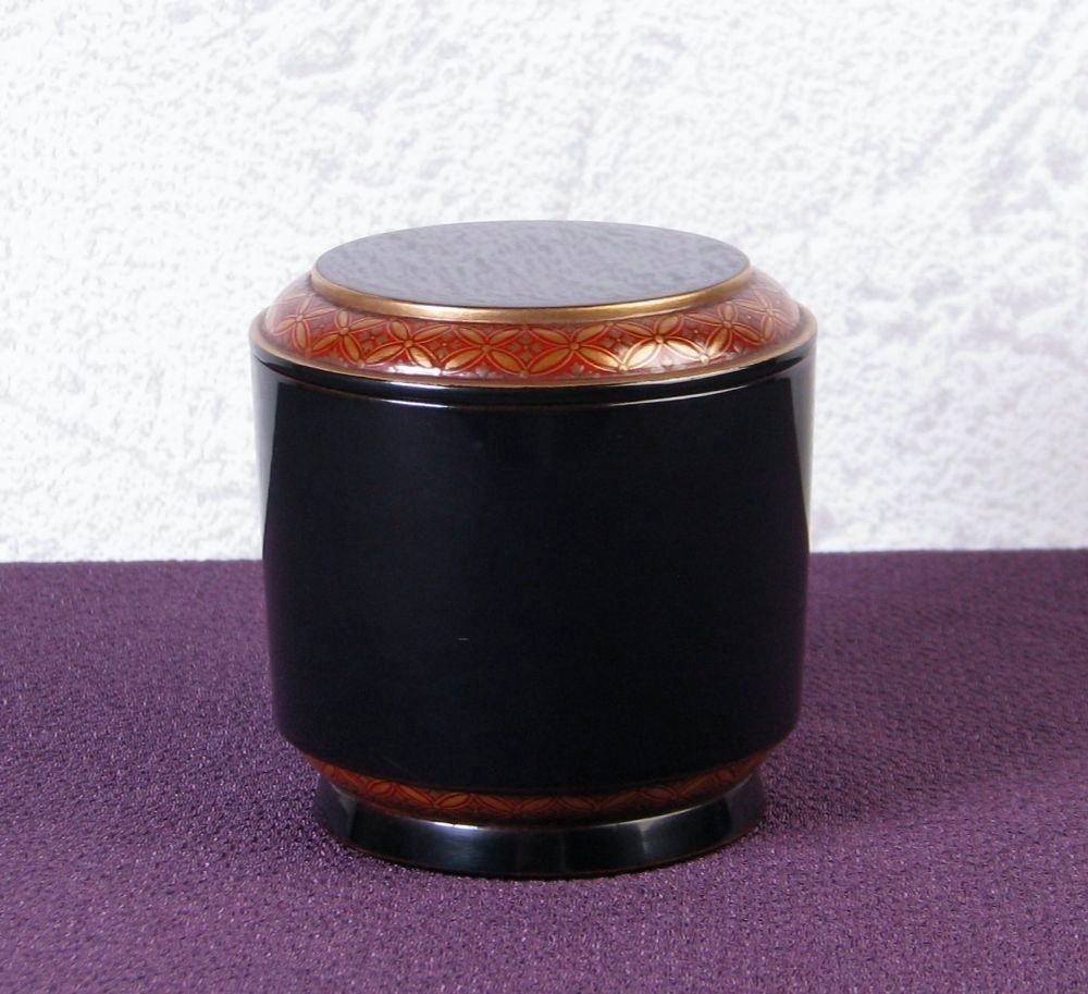 時代物　蒔絵七宝文棗　雪吹　高さ：7.2cm　茶道具/26e044