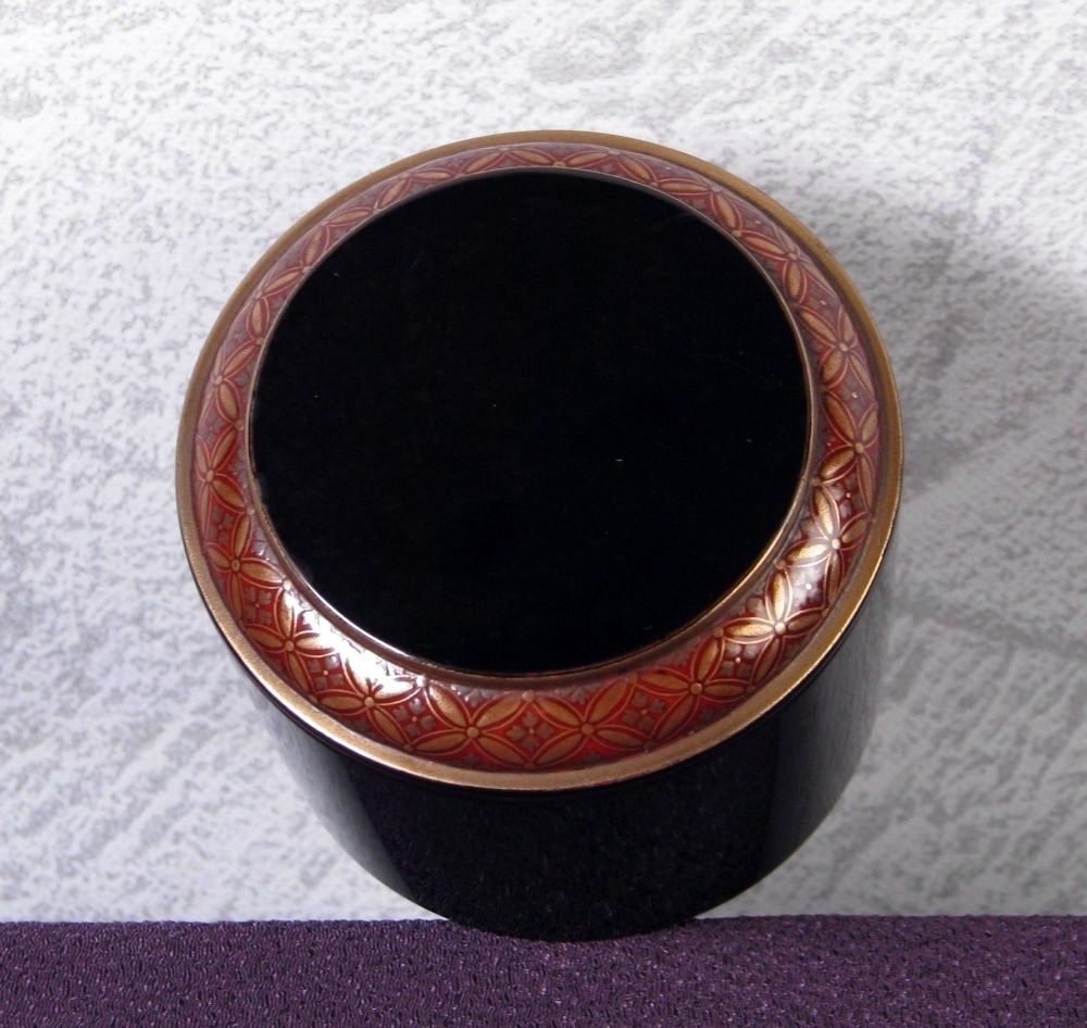 時代物　蒔絵七宝文棗　雪吹　高さ：7.2cm　茶道具/26e044