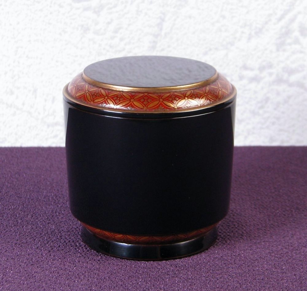 時代物　蒔絵七宝文棗　雪吹　高さ：7.2cm　茶道具/26e044
