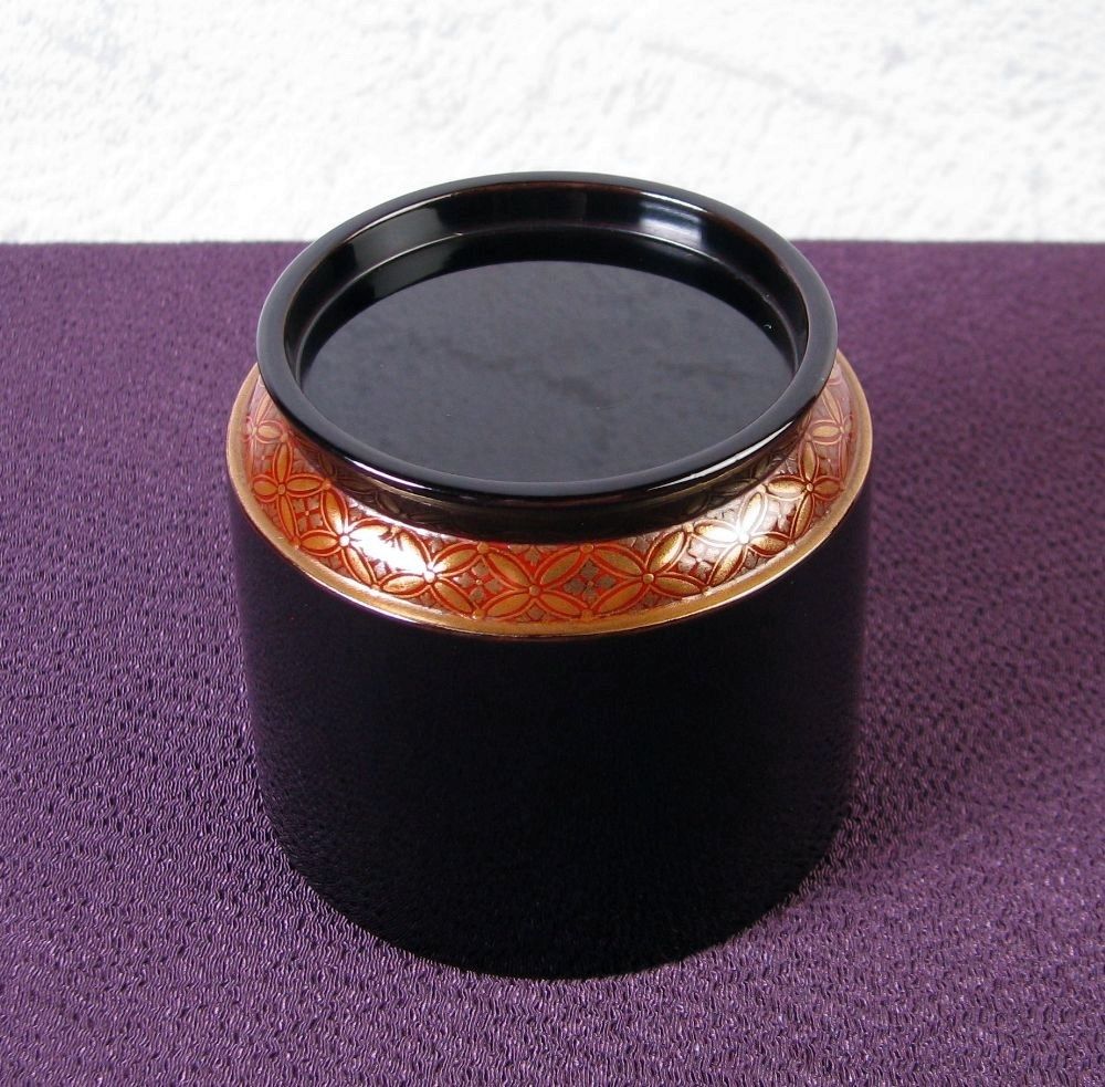 時代物　蒔絵七宝文棗　雪吹　高さ：7.2cm　茶道具/26e044