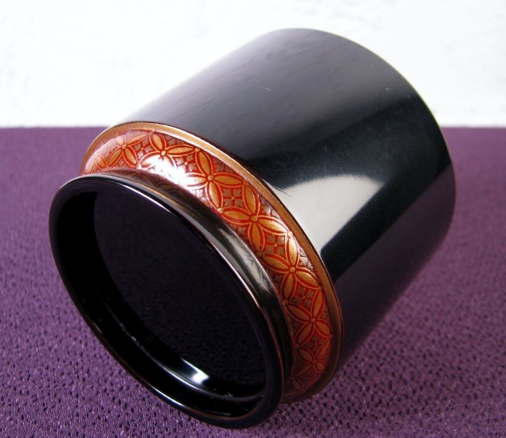 時代物　蒔絵七宝文棗　雪吹　高さ：7.2cm　茶道具/26e044