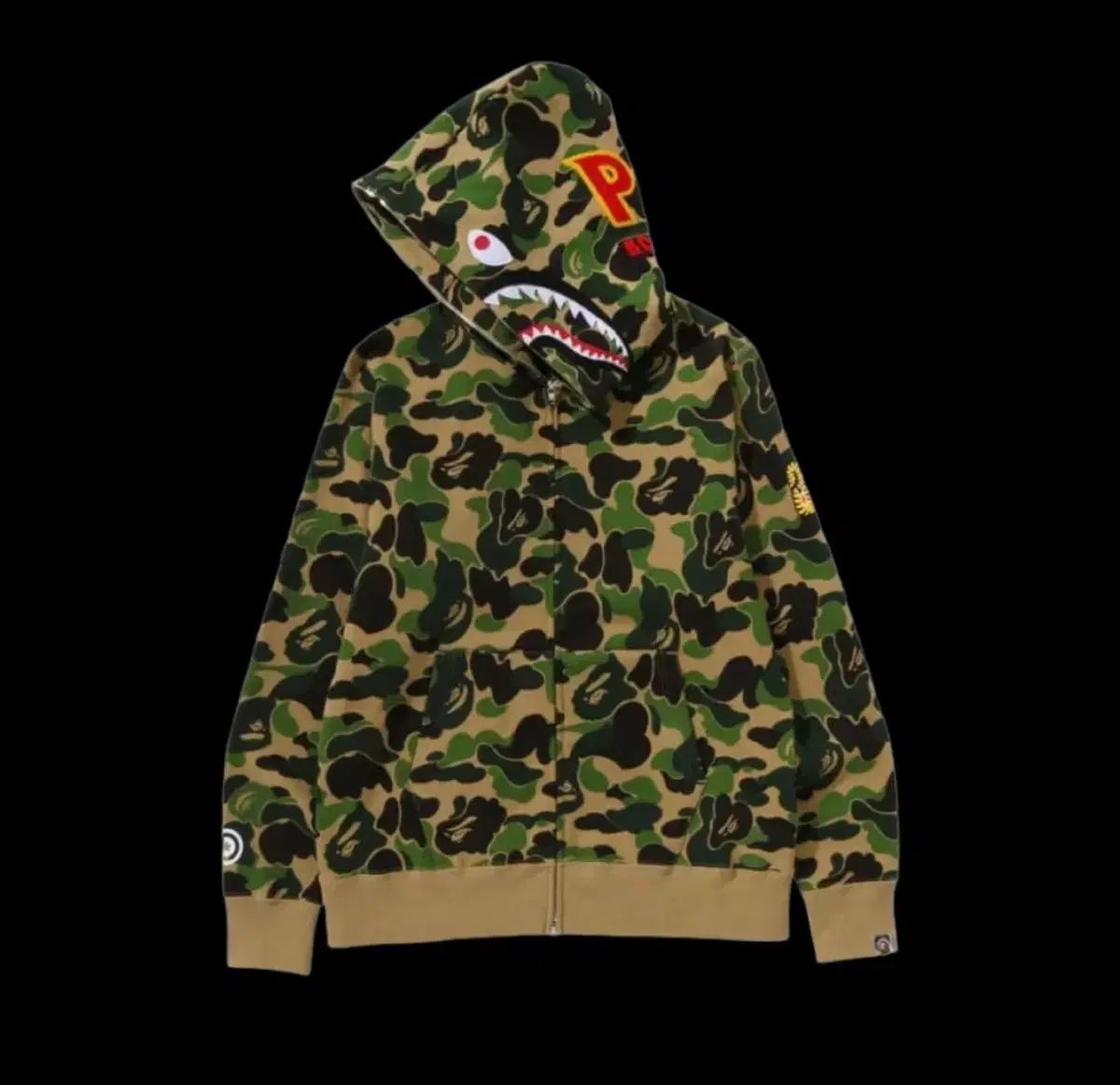 新品 A BATHING APE ponr 迷彩柄 シャークフーデッド XL