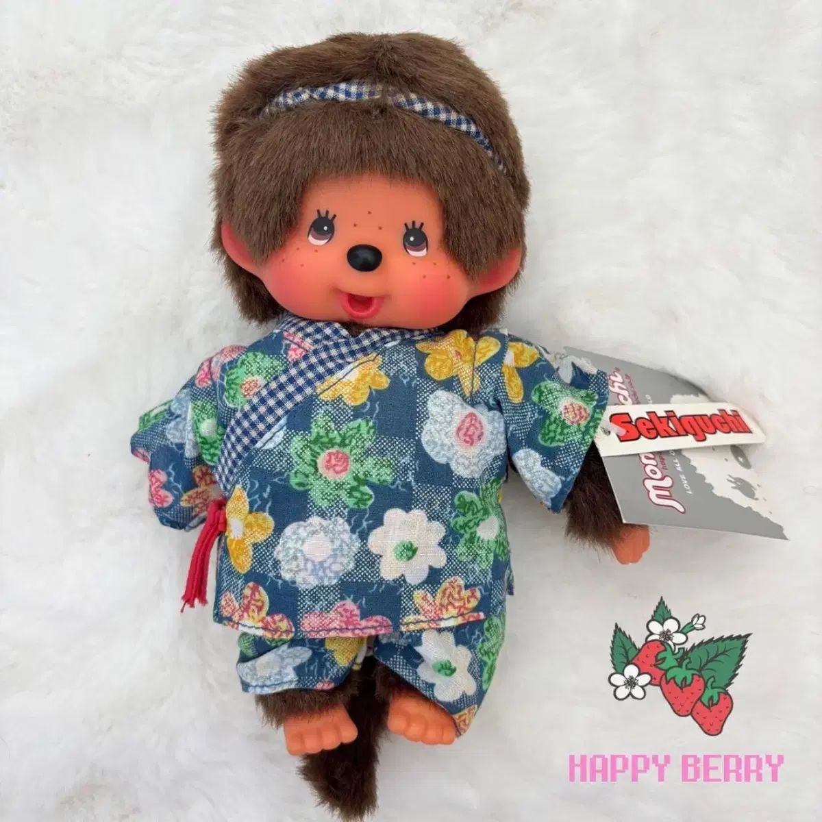 古典モンチッチ花柄夏浴衣ぬいぐるみ