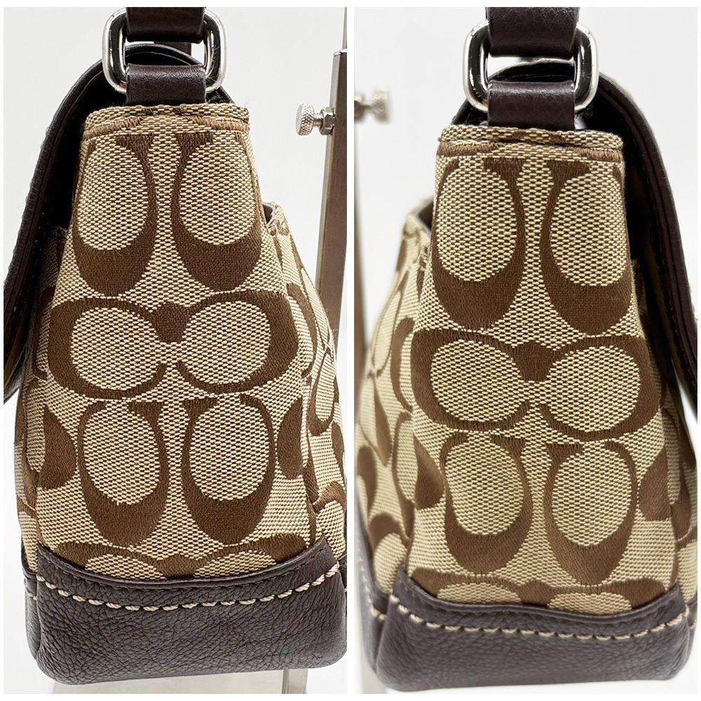 コーチ COACH ショルダーバッグ キャンバス レザー ブラウン