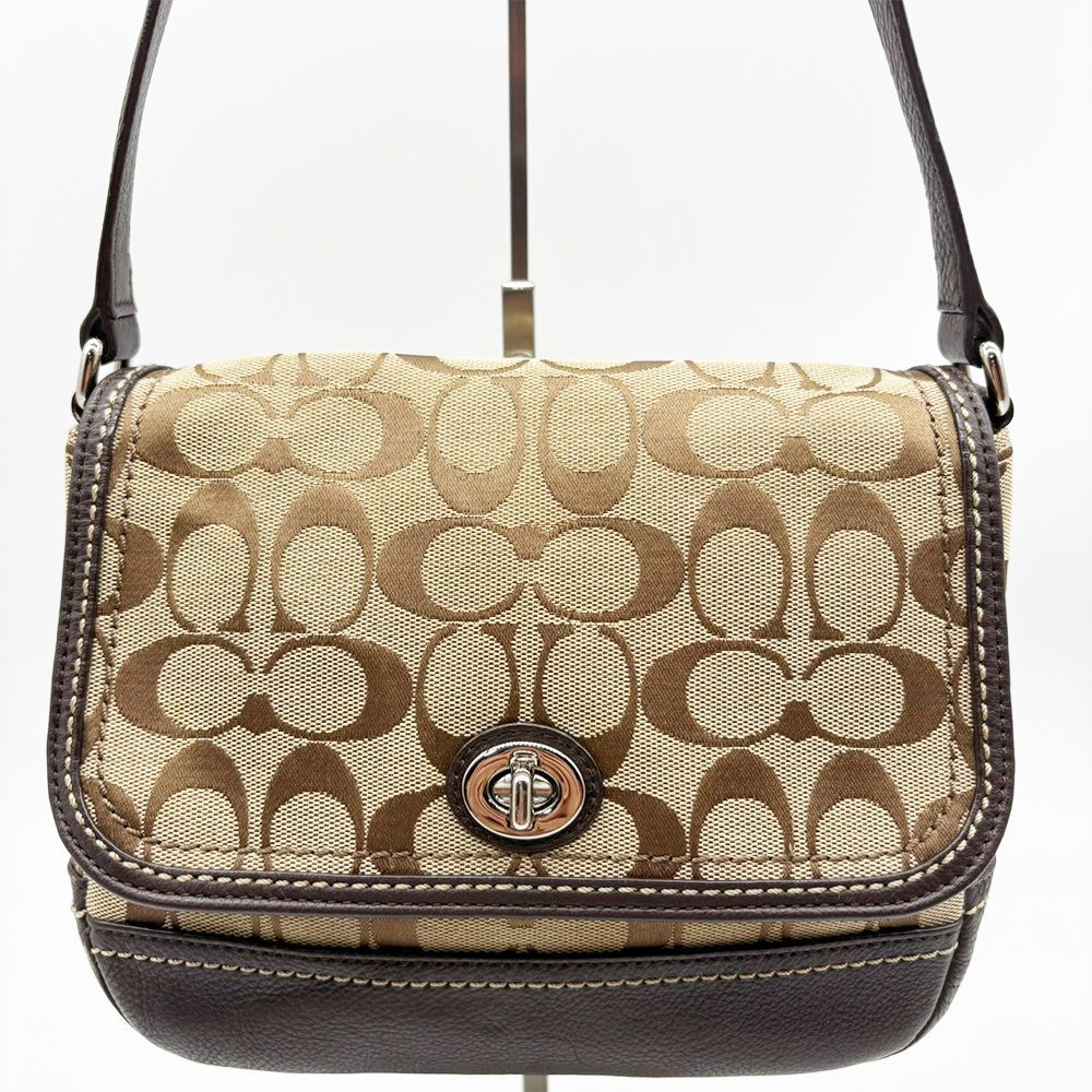 コーチ COACH ショルダーバッグ キャンバス レザー ブラウン
