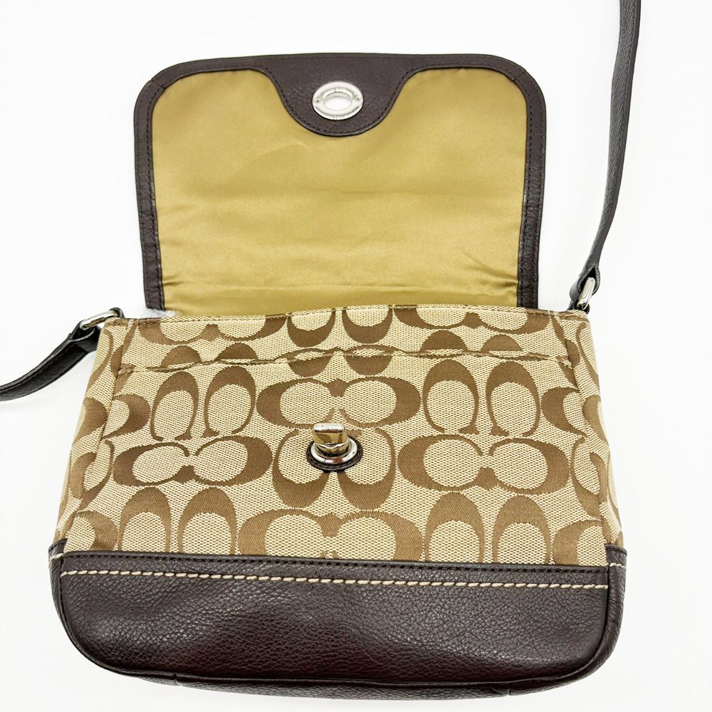 コーチ COACH ショルダーバッグ キャンバス レザー ブラウン