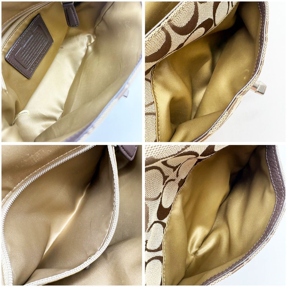コーチ COACH ショルダーバッグ キャンバス レザー ブラウン