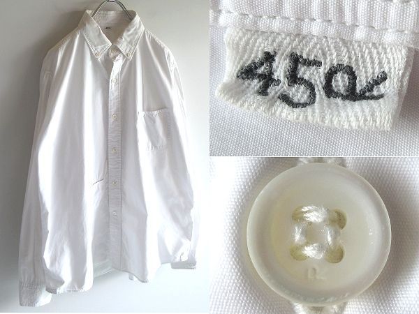 45R 45rpm 180番三子の908オーシャンシャツ コットン アシンメトリーポケット BDシャツ 3 白 ホワイト 男女着用可 Umii908 Badou-R