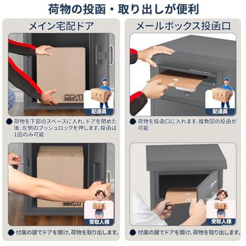 VARNIC 宅配ボックス DIY ポスト一体型 大容量 宅配BOX 戸外 防水 水が溜まらない 防塵 防錆 防犯 郵便受け 扉左右変更可能 取り付け簡単 マグネットシート付き 郵便ポスト 要組立品 戸建て用 個人宅 (グレー)mt 128557ff VARNIC 宅配ボックス DIY ポスト一体型 大容量 宅配BOX 戸外 防水 水が溜まらない 防塵 防錆 防犯 郵便受け 扉左右変更可能 取り付け簡単 マグネットシート付き 郵便ポスト 要組立品 戸建て用 個人宅 (グレー)mt 128557ff