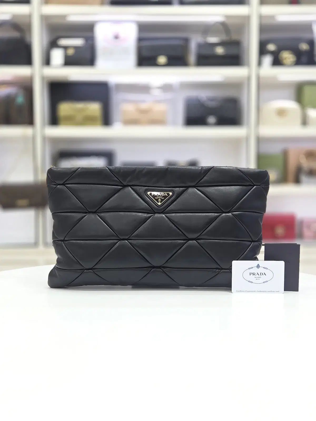 PRADA ナッパ SYSTEM パッチワーク クラッチバッグ 1bf122
