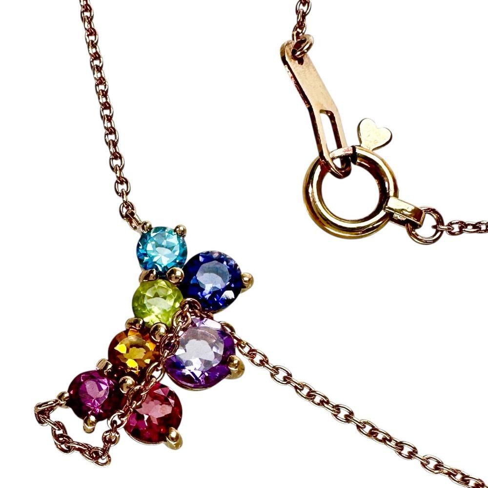 【STAR JEWELRY/スタージュエリー】マルチカラー石 ネックレス K10PGピンクゴールド 10金 1.5g 40cm レディース 【中古】【真子質店】【NN】