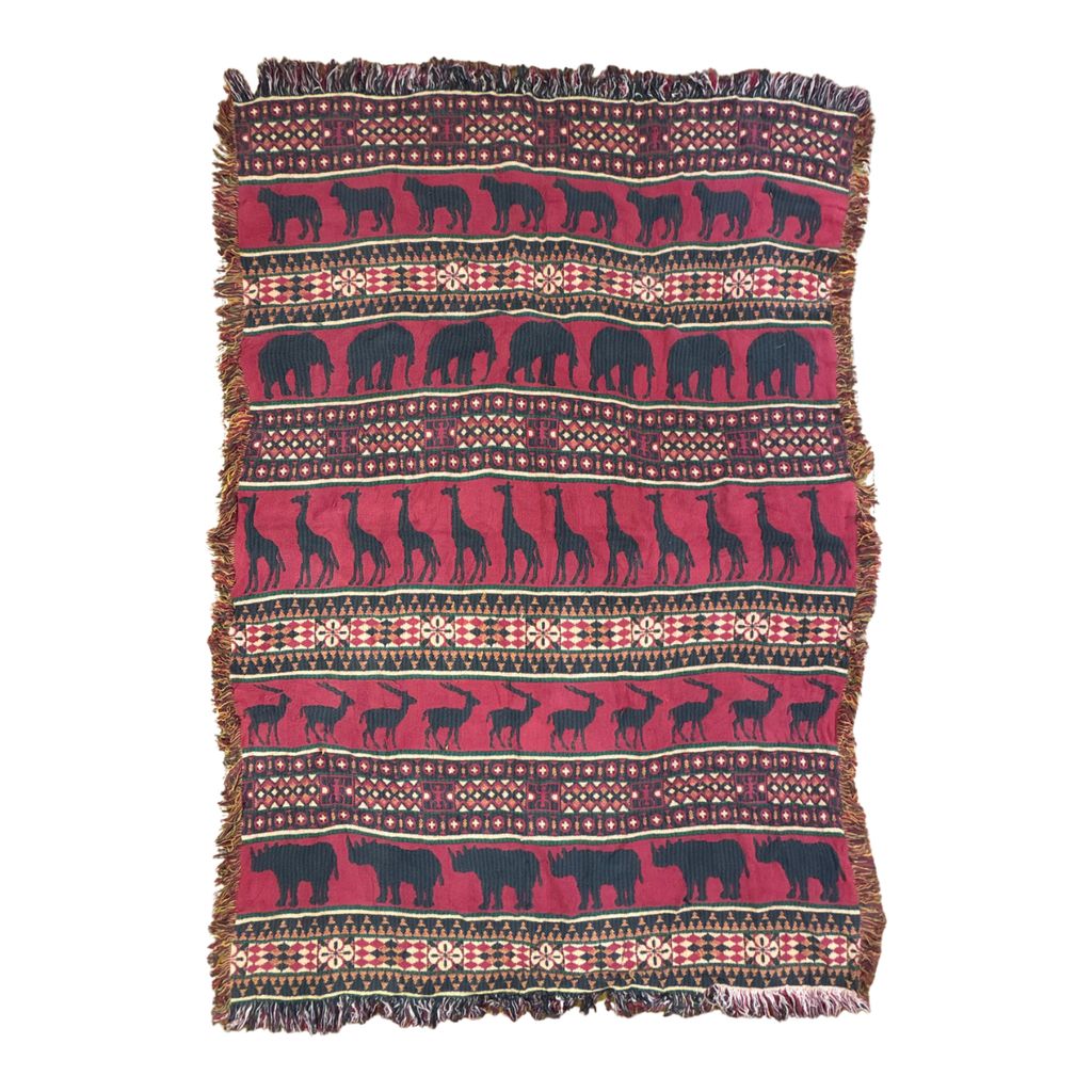 vintageラグ ブランケット マルチカバー タペストリー アフリカ サファリ アニマル Rug Blanket African Safari 2951