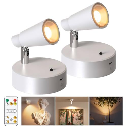 スポットライト 2個 LED 充電式 5000mAh大容量 LEDスポットライト リモコン付き マグネット Spotlight 350度角度調節可能 間接照明 3色切替 無段階調光 Type-C充電式 高輝度 取付簡単 絵画 照明 ピクチャーライト 国内発送