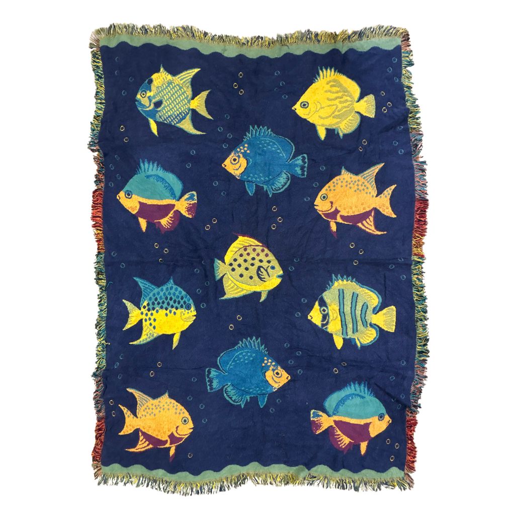 vintageラグ ブランケット マルチカバー タペストリー 熱帯魚 フィッシュ 魚 Rug Blanket Tropical Fish 2956