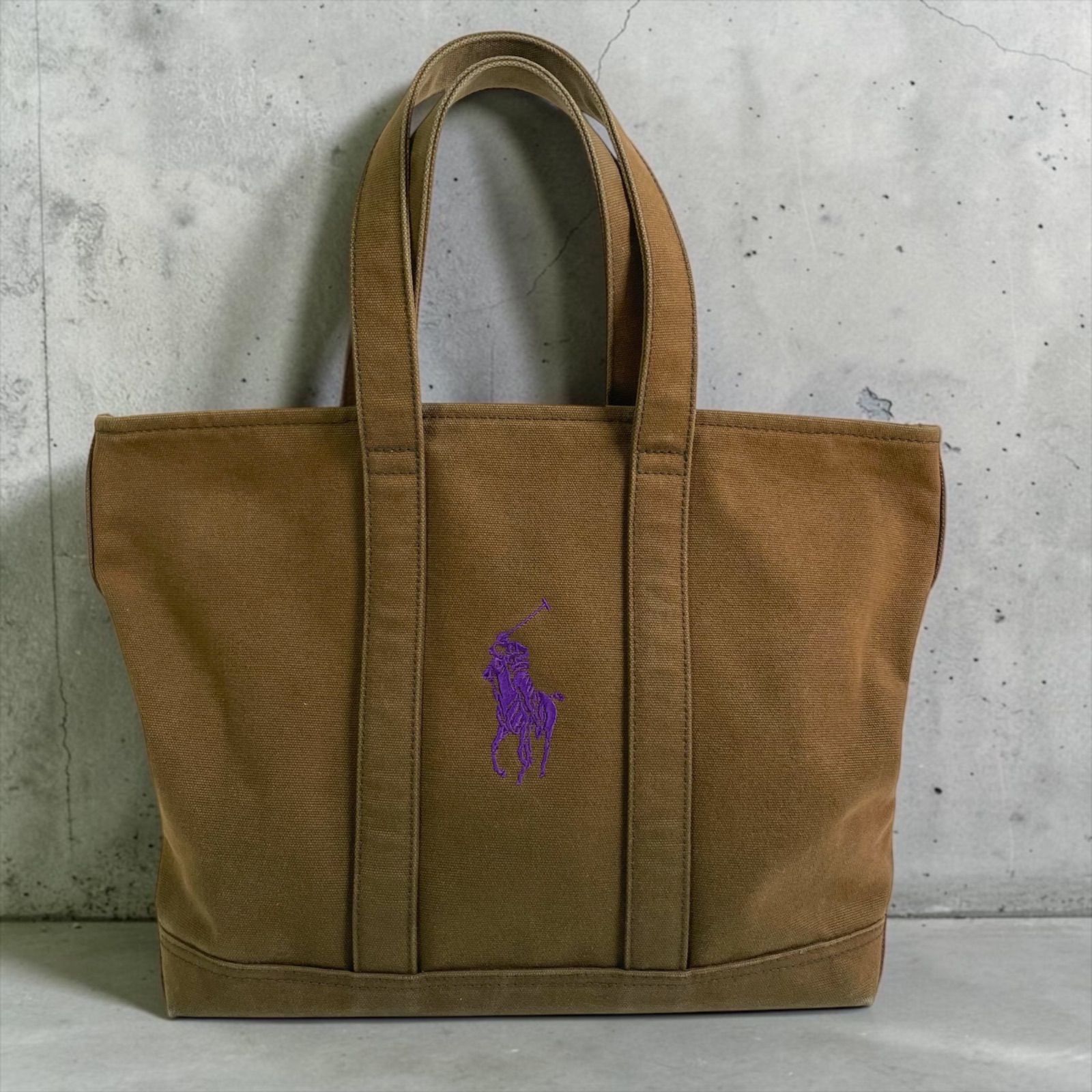 Polo Ralph Lauren キャンバス トートバッグ ブラウン - メルカリ