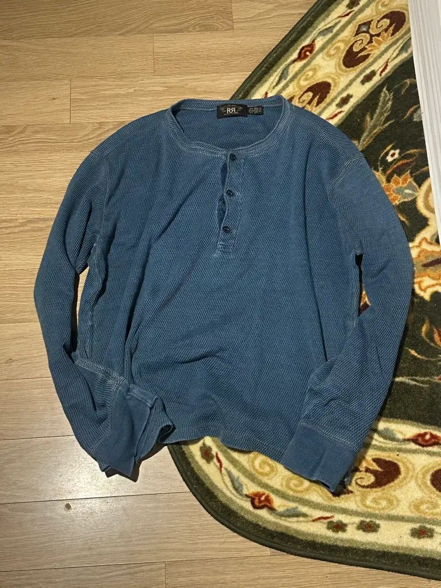 ダブルアールエル RRL Indigo ジャカード ヘンリーネック XL