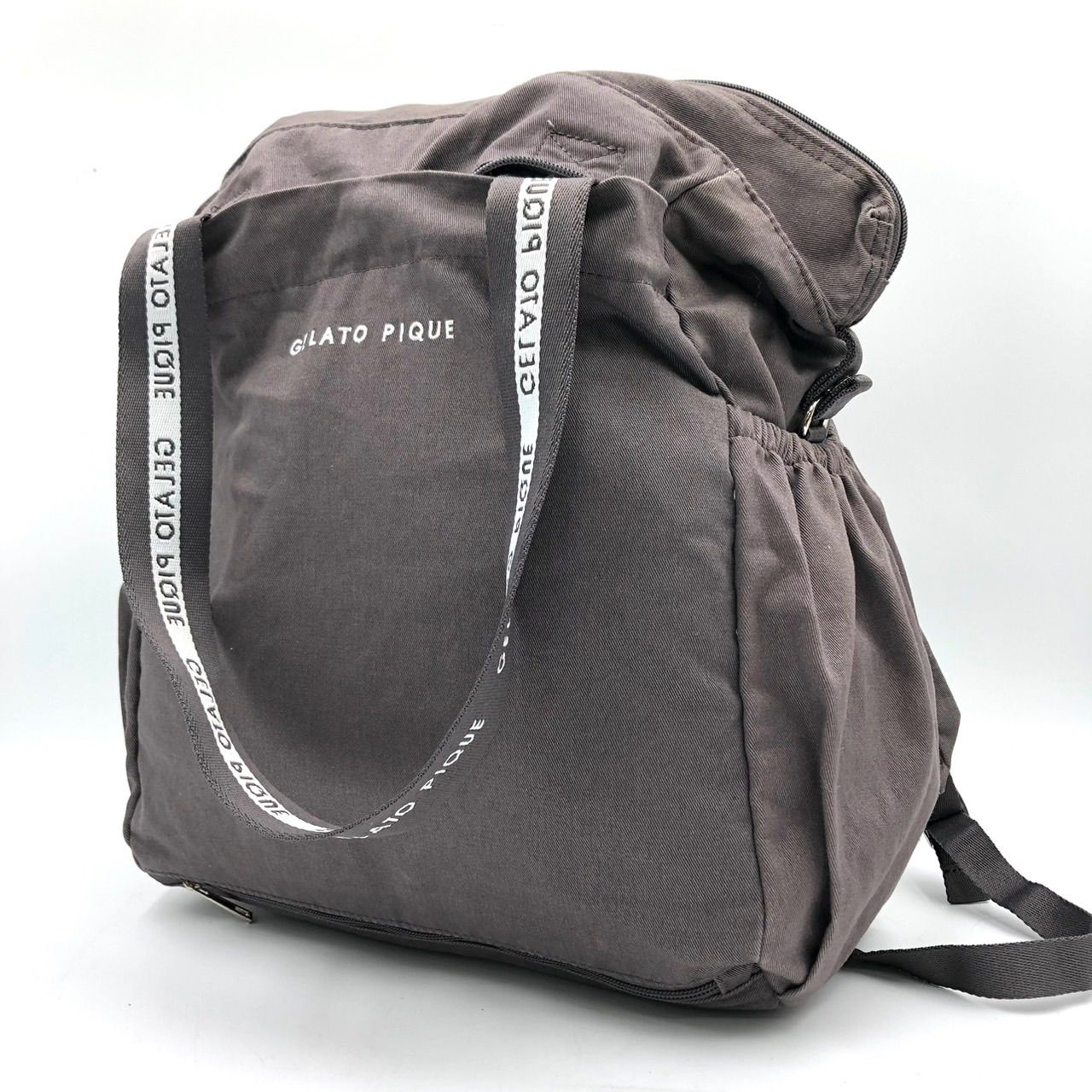 ジェラートピケ 2way マザーズバッグ リュック キャンバス 灰色 中古