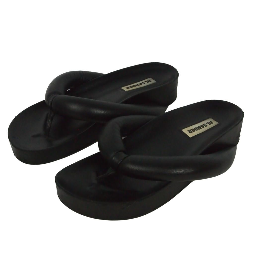 ジルサンダー JIL SANDER パデッド プラットフォーム サンダル レザー 黒 ブラック
