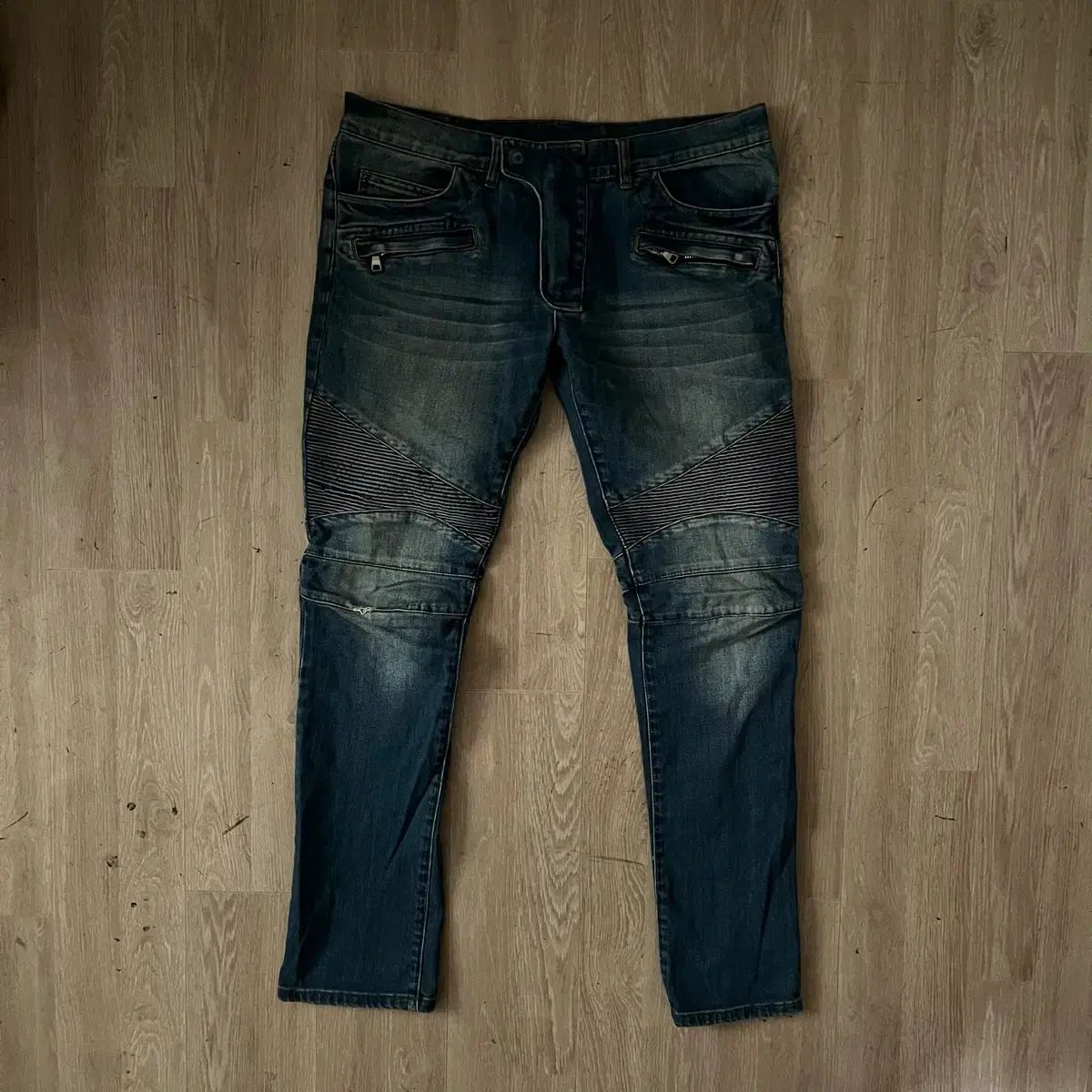 BALMAIN バルマン ウォッシュ バイカー デニム パンツ 34