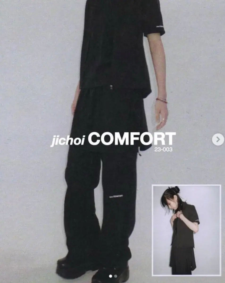 JiCHOI コンフォート 23-003 レイヤード パンツ ブラック