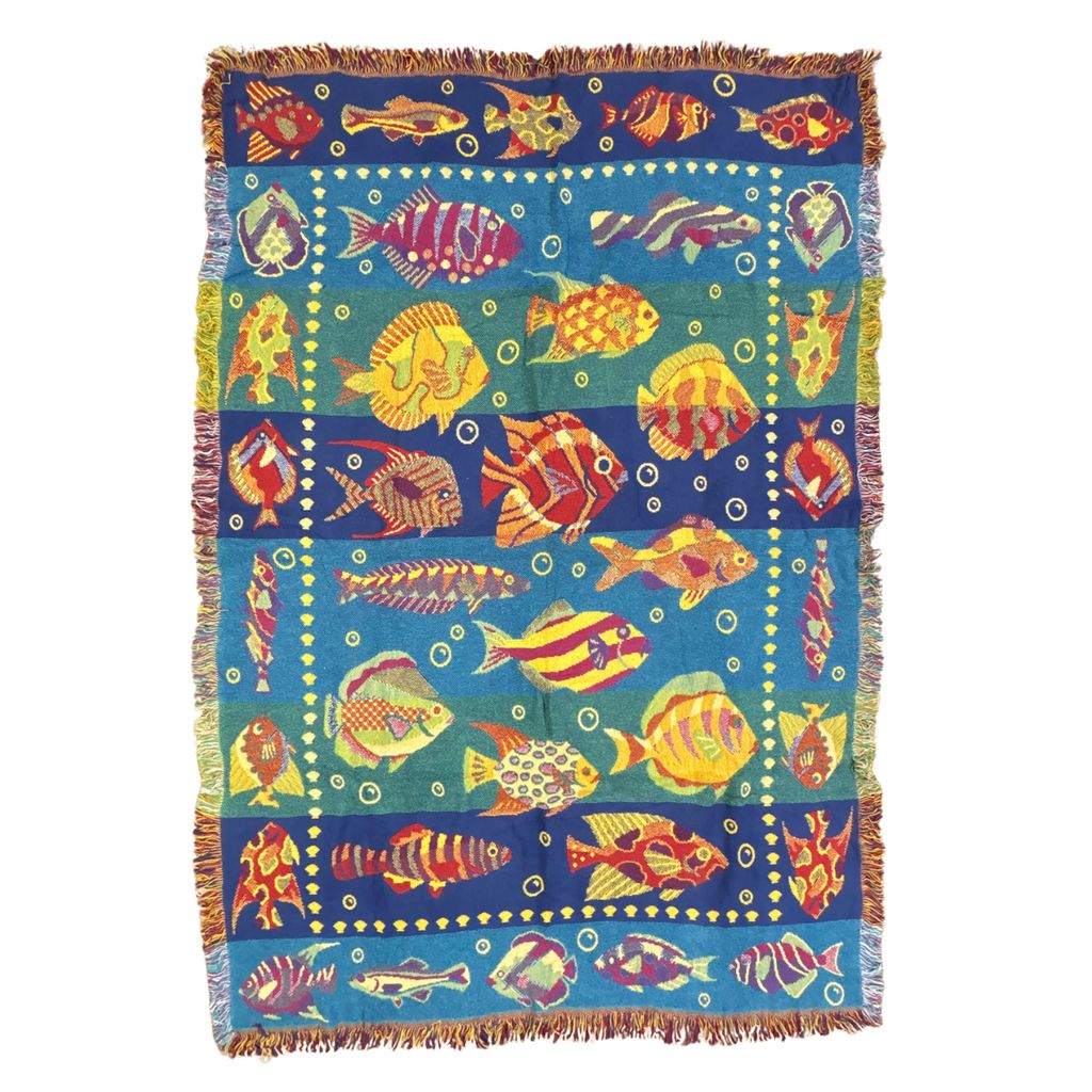 vintageラグ ブランケット マルチカバー タペストリー 熱帯魚 フィッシュ 魚 Rug Blanket Tropical Fish 2970