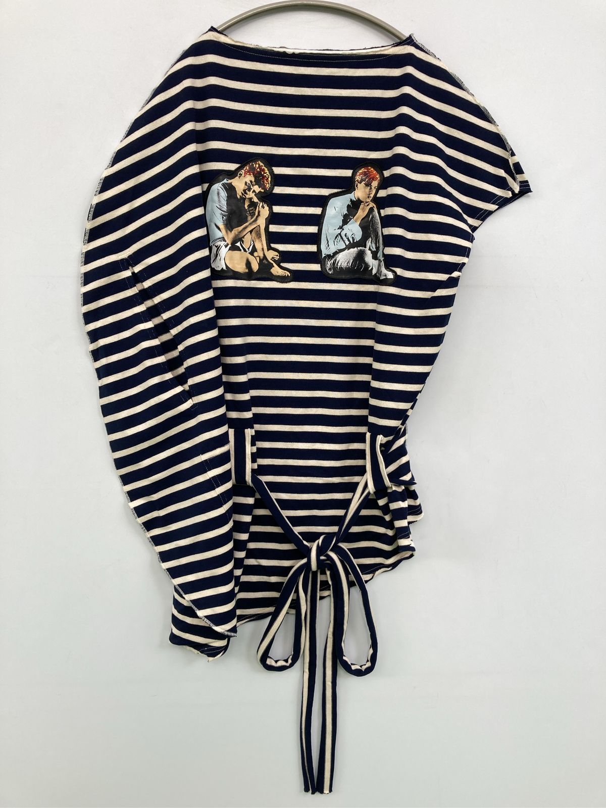 JWANDERSON Tシャツ/カットソー XS ネイビー ボーダー柄 ミドル丈 長袖 半袖 ボートネック レディース