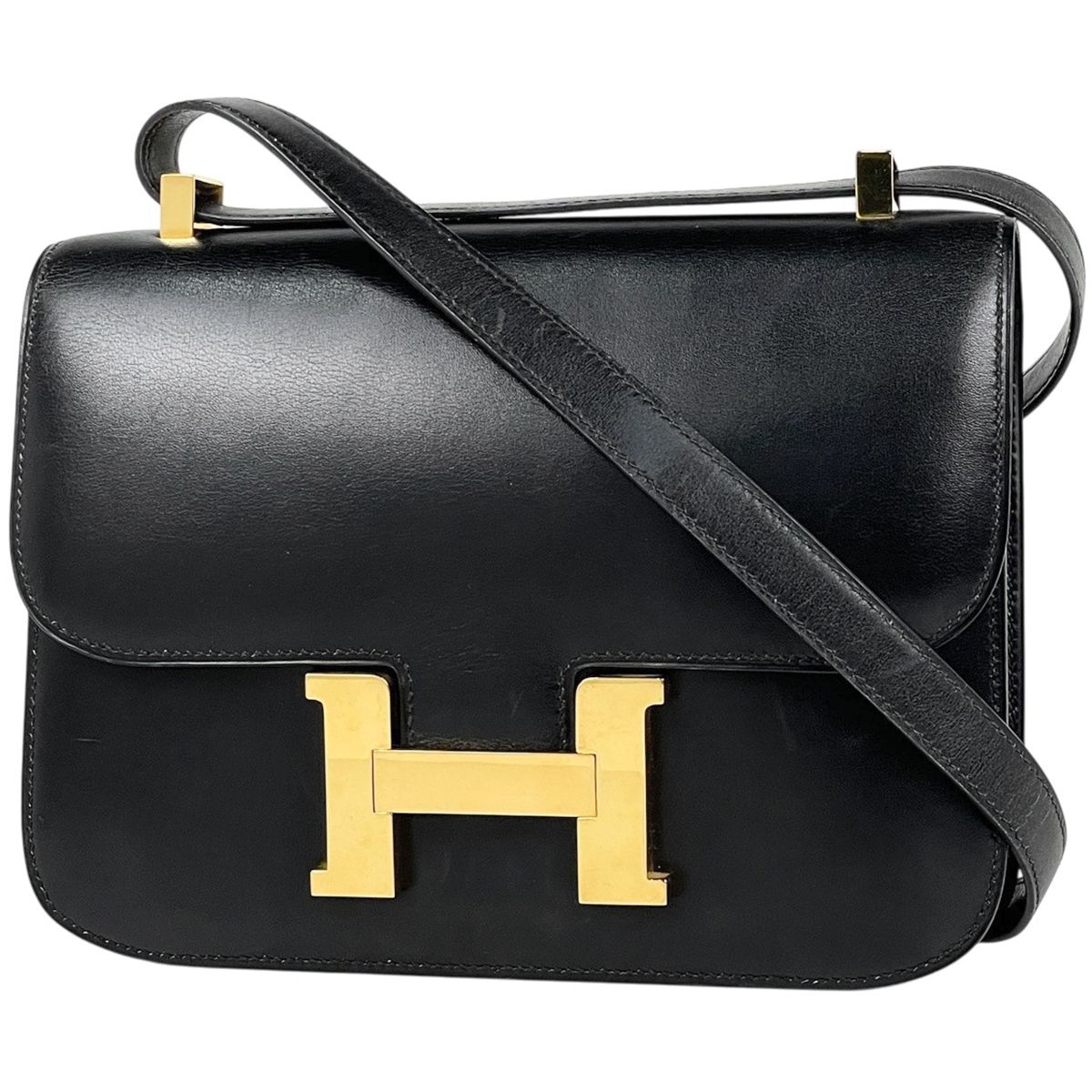 エルメス HERMES コンスタンス 23 ハンドバッグ ショルダーバッグ ボックスカーフ ブラック 〇U レディース 【中古】