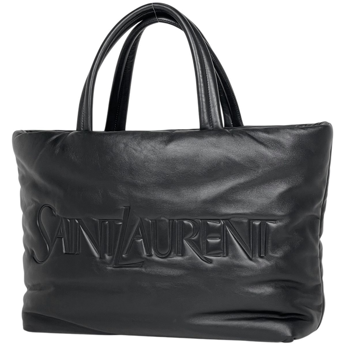 サンローラン SAINT LAURENT ロゴ トートバッグ レザー ブラック 756269 レディース 【中古】