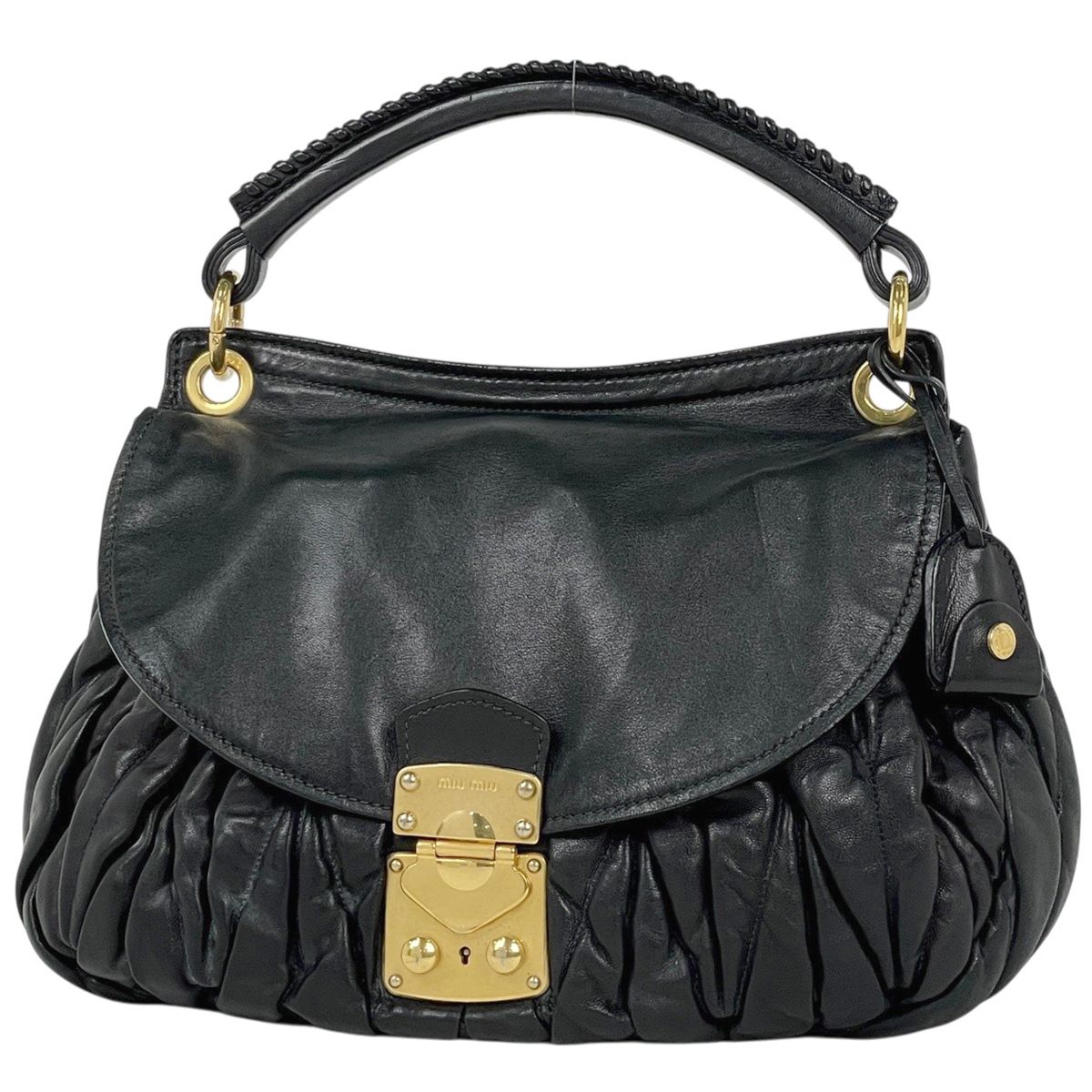 ミュウ ミュウ Miu Miu マテラッセ ハンドバッグ レザー ブラック レディース 【中古】