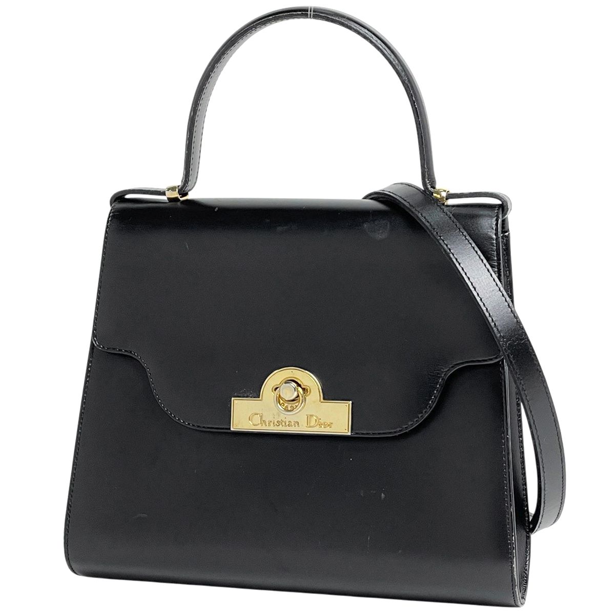 クリスチャンディオール Christian Dior ロゴ ハンドバッグ 2WAY レザー ブラック レディース 【中古】