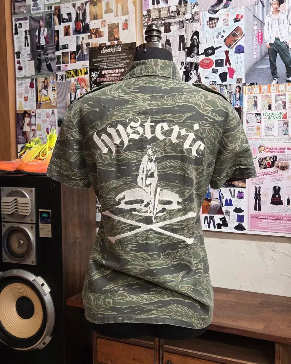 HYSTERIC GLAMOUR ヒステリックグラマー カモフラ ヒスガール スカル 刺繍 半袖 シャツ