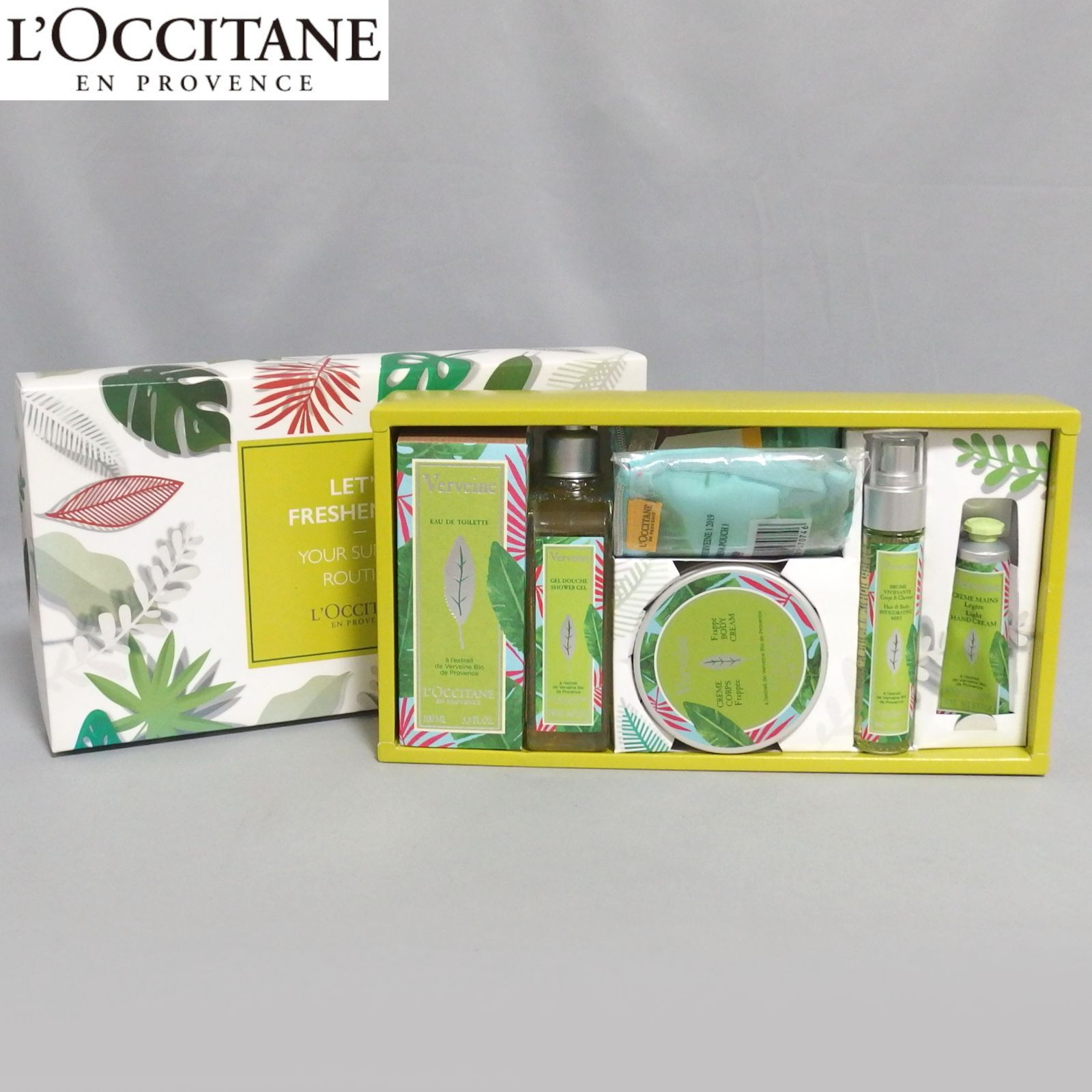 美品★L'OCCITANE ヴァーベナ シークレット コンプリート 香水 オードトワレ b 100ml シャワージェル フラッペボディクリーム ボディ&ヘアミスト フラッペハンドクリーム ポーチ セット VB ロクシタン★