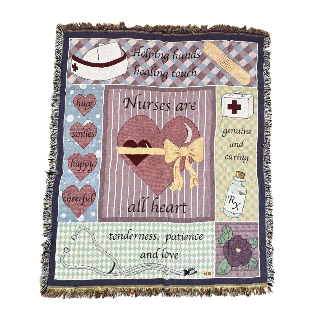 vintageラグ ブランケット マルチカバー タペストリー ナース ハート チェック 水玉 Rug Blanket Nurse Gift 2980