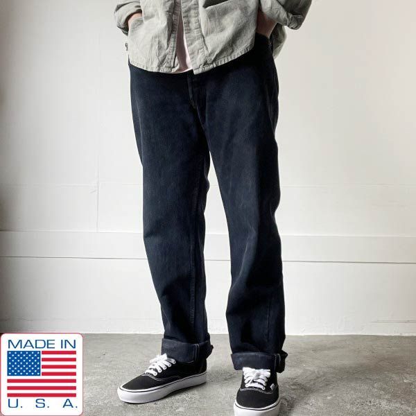 1992年製 USA製 リーバイス 501 ブラックジーンズ 製品染め W34 L30(実寸W33 L30) 黒 アメリカ製 90s ビンテージ デニム D154-21-0069ZT