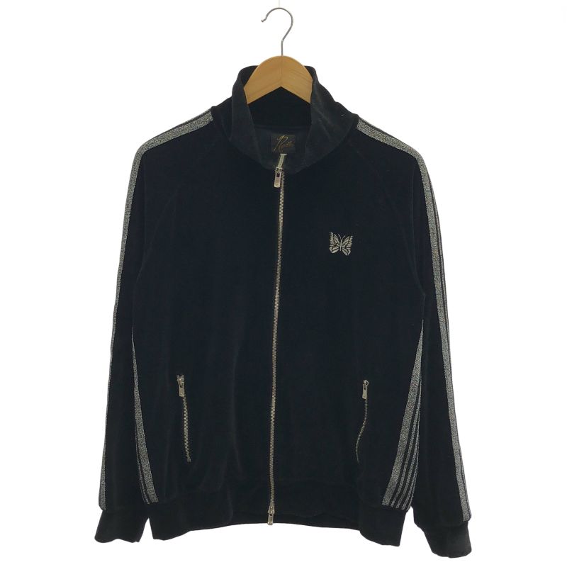 【中古】NEEDLES x LHP別注 TRACK JACKET C/PE VELOUR サイズM ブラック RW1568 汚れあり[91]