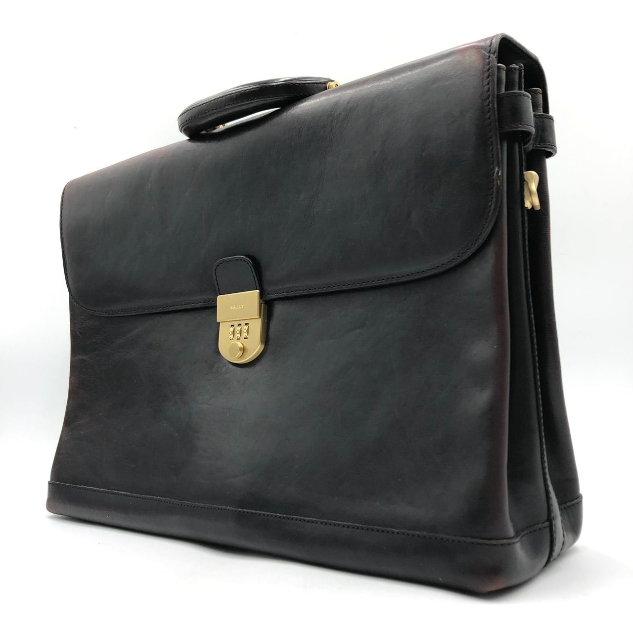 BALLY バリー ビジネスバッグ ブリーフケース レザー ダークブラウン 鍵難