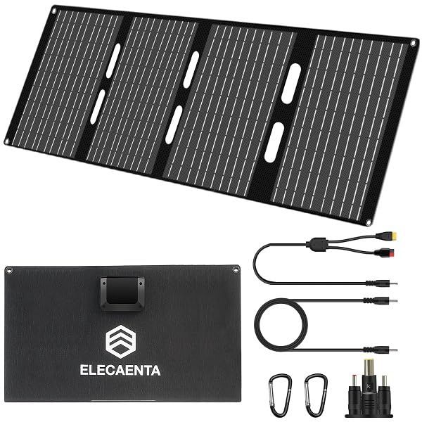 ELECAENTA 60W ソーラーパネル PD30W QC3.0 DC18V 充電対応 小型軽量 IP68防水 折りたたみ式 ETFE 単結晶 ソーラーチャージャー スマホ/タブレット//ポータブル電源充電用 車中泊 キャンプ アウトドア f37770f8